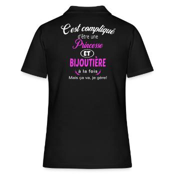 c'est compliqué princesse et bijoutière - Polo Femme - noir - Dos - Ailine (174cm)