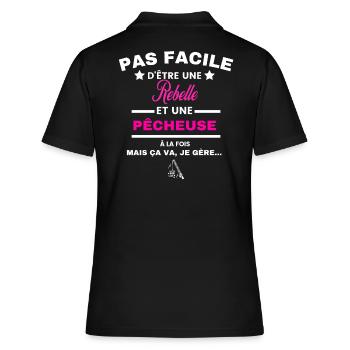 pas facile d'être plombière et Rebelle - Polo Femme - noir - Dos - Ailine (174cm)