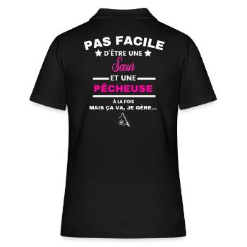 pas facile d'être plombière et Sœur - Polo Femme - noir - Dos - Ailine (174cm)