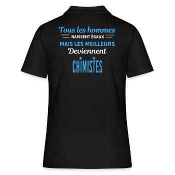 tous les hommes naissent égaux Chimistes - Polo Femme - noir - Dos - Ailine (174cm)