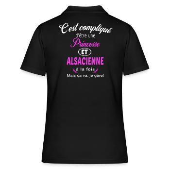 c'est compliqué princesse et Alsacienne - Polo Femme - noir - Dos - Ailine (174cm)