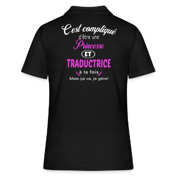 c'est compliqué princesse et traductrice - Polo Femme - noir - Dos - Ailine (174cm)
