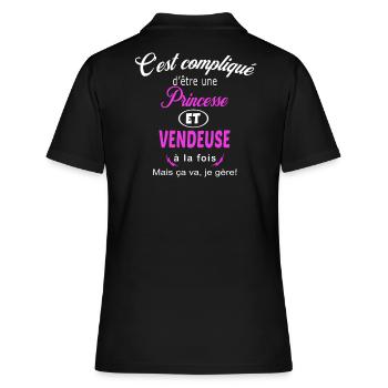 c'est compliqué princesse et vendeuse - Polo Femme - noir - Dos - Ailine (174cm)