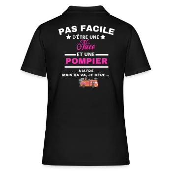 pas facile d'être sapeur POMPIER et Nièce - Polo Femme - noir - Dos - Ailine (174cm)