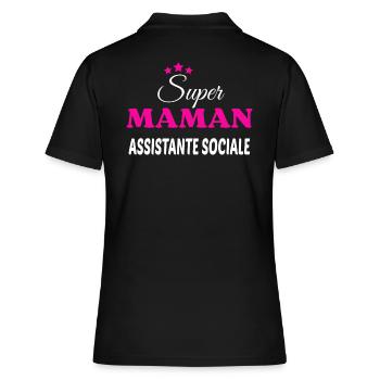 Super maman assistante sociale citation - Polo Femme - noir - Dos - Ailine (174cm)
