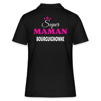 Super maman Bourguignonne citation - Polo Femme - noir - Dos - Ailine (174cm)