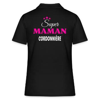 Super maman cordonnière citation - Polo Femme - noir - Dos - Ailine (174cm)