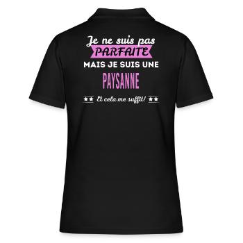 Je ne suis pas parfaite paysanne - Polo Femme - noir - Dos - Ailine (174cm)