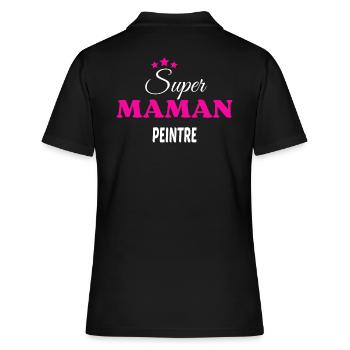 Super maman peintre citation - Polo Femme - noir - Dos - Ailine (174cm)