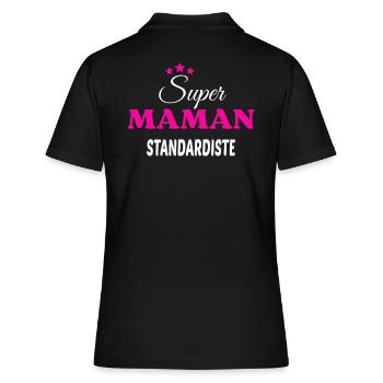 Super maman standardiste citation - Polo Femme - noir - Dos - Ailine (174cm)