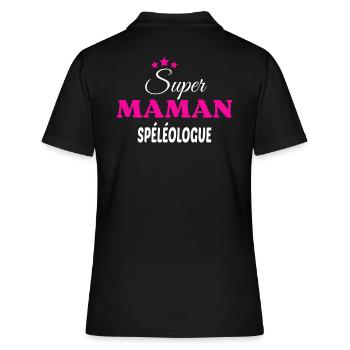 Super maman spéléologue citation - Polo Femme - noir - Dos - Ailine (174cm)