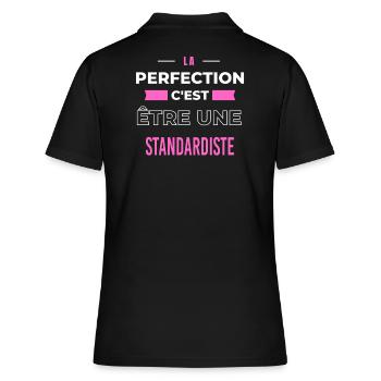 La perfection, c'est être une standardiste - Polo Femme - noir - Dos - Ailine (174cm)
