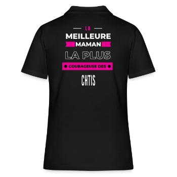 Le meilleur maman, le plus courageuse des chtis - Polo Femme - noir - Dos - Ailine (174cm)