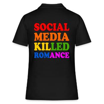 social media killed romance - Frauen Polo Shirt - Schwarz - Hinten - Ailine (174cm)