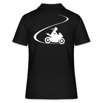 Motorcyclist Super athlete bike curves biker - Women's Polo Shirt - black - Back - Ailine (174cm)