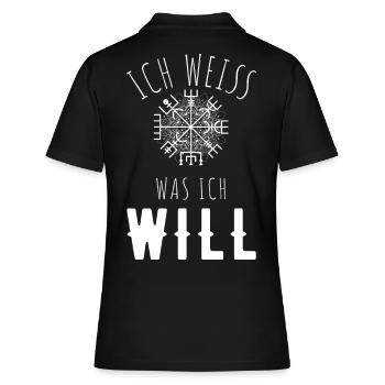 Wegweiser MOTIVATION - VEGVISIR - Frauen Polo Shirt - Schwarz - Hinten - Ailine (174cm)