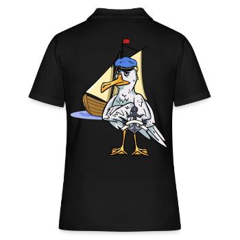 Seefahrer Seemann Schifffahrt maritim Kapitän Ahoi - Frauen Polo Shirt - Schwarz - Hinten - Ailine (174cm)