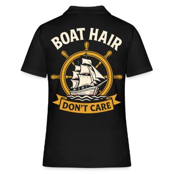 Boot Hair Don't Care Funny Saying - Women's Polo Shirt - black - Back - Ailine (174cm)