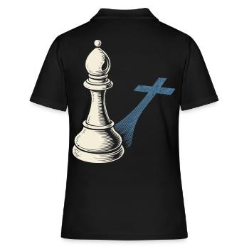 Schachspieler Bauer Design Schattenkreuz - Frauen Polo Shirt - Schwarz - Hinten - Ailine (174cm)