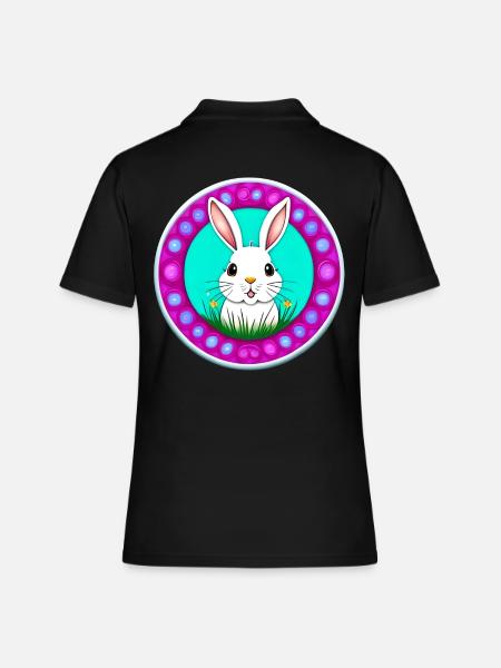 White Easter Flower Meadow - Polo Femme - noir