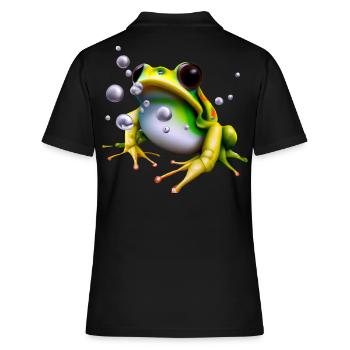 Frosch Wassertropfen - Frauen Polo Shirt - Schwarz - Hinten - Ailine (174cm)