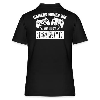 Gamers Never the Just Respawn - Gamers Gift - Women's Polo Shirt - black - Back - Ailine (174cm)