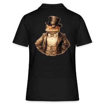 Frosch Steampunk - Frauen Polo Shirt - Schwarz - Hinten - Ailine (174cm)