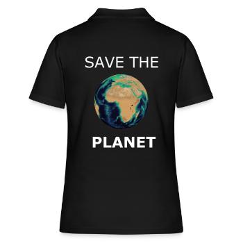 save the Planet - Frauen Polo Shirt - Schwarz - Hinten - Ailine (174cm)