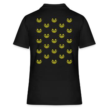 Halloween Frights (Pattern Raster / Yellow / PNG) - Women's Polo Shirt - black - Back - Ailine (174cm)