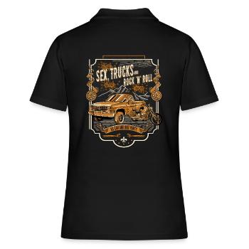 Sex, Trucks and Rock 'n' Roll - Frauen Polo Shirt - Schwarz - Hinten - Ailine (174cm)