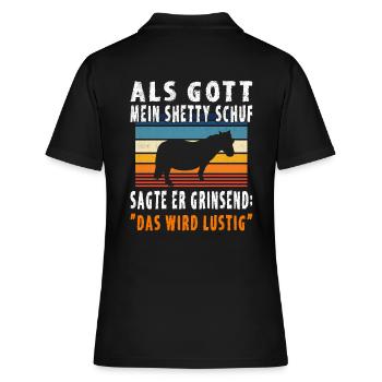 Lustiger Shetty Spruch - Frauen Polo Shirt - Schwarz - Hinten - Ailine (174cm)