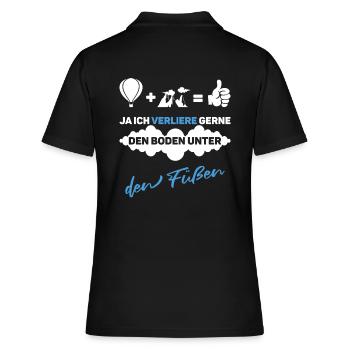 Lustiger Spruch Heißluftballon Ballonfahren - Frauen Polo Shirt - Schwarz - Hinten - Ailine (174cm)