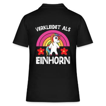 Einhorn Verkleidung Karneval Weiberfastnacht - Frauen Polo Shirt - Schwarz - Hinten - Ailine (174cm)
