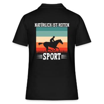 Reitsport Sattel Reiten - Frauen Polo Shirt - Schwarz - Hinten - Ailine (174cm)