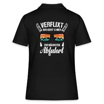 Abfahrt Rodel Schlitten - Frauen Polo Shirt - Schwarz - Hinten - Ailine (174cm)