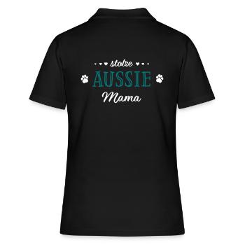 proud Aussie Mama dog paws hearts - Women's Polo Shirt - black - Back - Ailine (174cm)