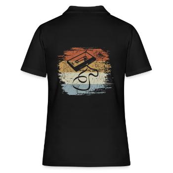Cassette - Mixtape Audio Cassette Magnetic Tape retro - Women's Polo Shirt - black - Back - Ailine (174cm)