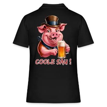 Coole Sau - Cooles Schwein - Party Sau - Frauen Polo Shirt - Schwarz - Hinten - Ailine (174cm)