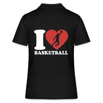 J’aime le basket-ball - Coeur - Hobby - Polo Femme - noir - Dos - Ailine (174cm)