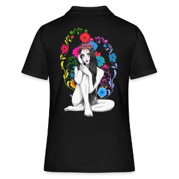 Fleurs Printemps Fantaisie Sexy Fille Printemps Début - Polo Femme - noir - Dos - Ailine (174cm)