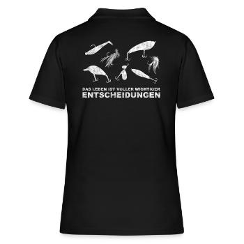 Angelköder - Raubfische Angeln - Frauen Polo Shirt - Schwarz - Hinten - Ailine (174cm)