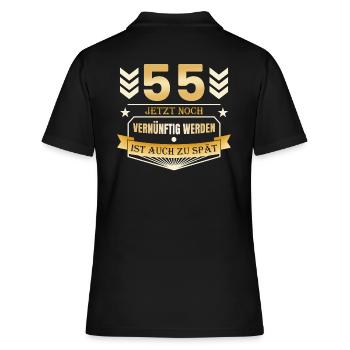 55. Geburtstag - Frauen Polo Shirt - Schwarz - Hinten - Ailine (174cm)