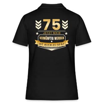 75. Geburtstag - Frauen Polo Shirt - Schwarz - Hinten - Ailine (174cm)
