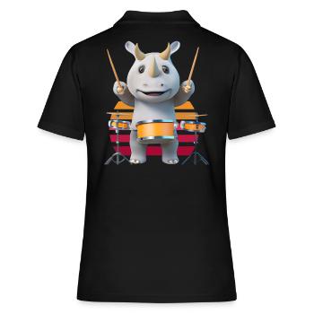 Rhinocéros jouant du tambour - Polo Femme - noir - Dos - Ailine (174cm)