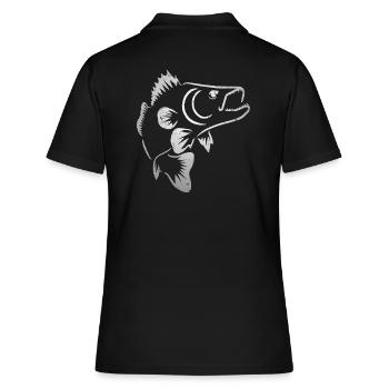 Zander - Zanderangeln - Frauen Polo Shirt - Schwarz - Hinten - Ailine (174cm)