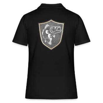 Zander - walleye fishing emblem - Women's Polo Shirt - black - Back - Ailine (174cm)