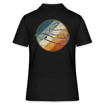 Aal Angeln Retro - Frauen Polo Shirt - Schwarz - Hinten - Ailine (174cm)