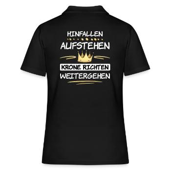 Lustiger Spruch Prinzessin Krone richten - Frauen Polo Shirt - Schwarz - Hinten - Ailine (174cm)