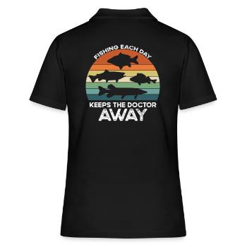 Jeden Tag Angeln - Friedfische und Raubfische - Frauen Polo Shirt - Schwarz - Hinten - Ailine (174cm)