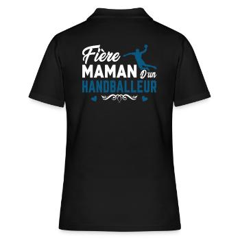 stolze Mutter eines Handballers - Frauen Polo Shirt - Schwarz - Hinten - Ailine (174cm)